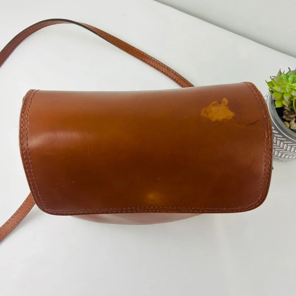 Patricia Nash Tan Leather Crossbody Bag Flap Multi Compartment Brown